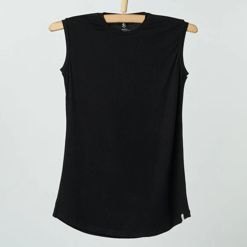 Single Layer Sleeveless Undershirt-Black