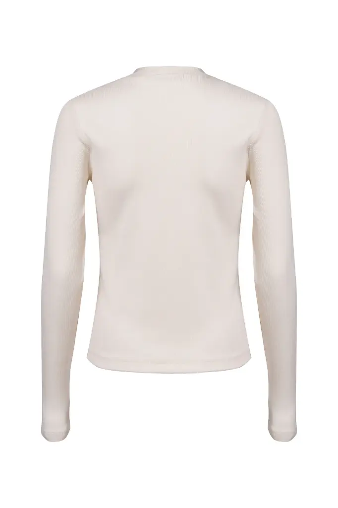 Regular Fit Ribbed Long Sleeve-OffWhite 