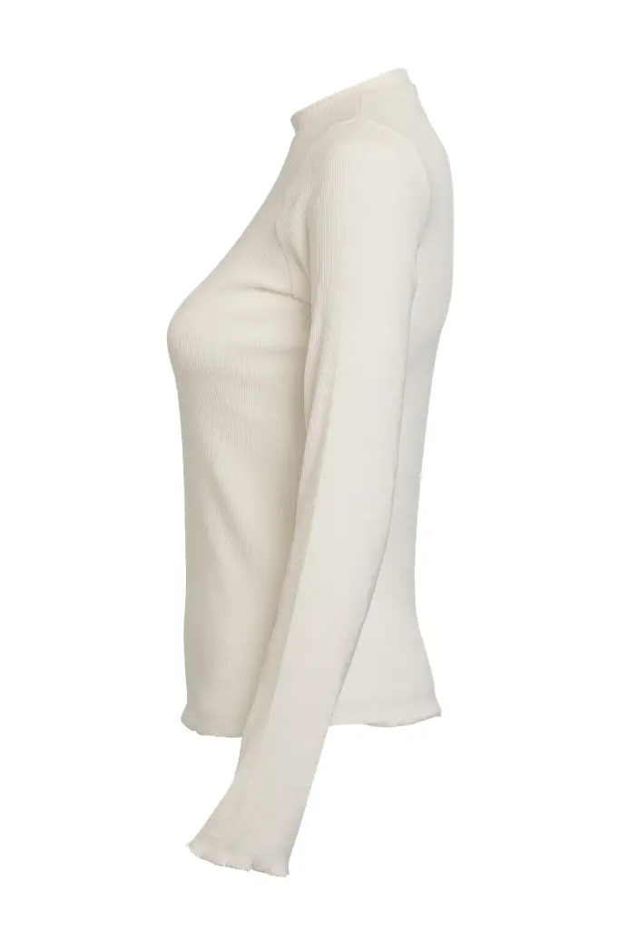 Ribbed Long Sleeve Top-OffWhite 