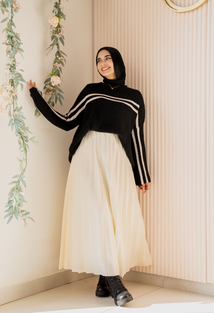 Crème Accordion Suede Skirt