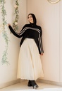 Crème Accordion Suede Skirt