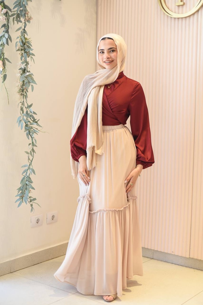 Beige Ruched Skirt  