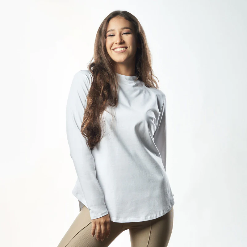 Double Layer Short Fit Long Sleeves Basic T-Shirt-White