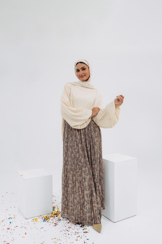 Sand Louvre Blouse