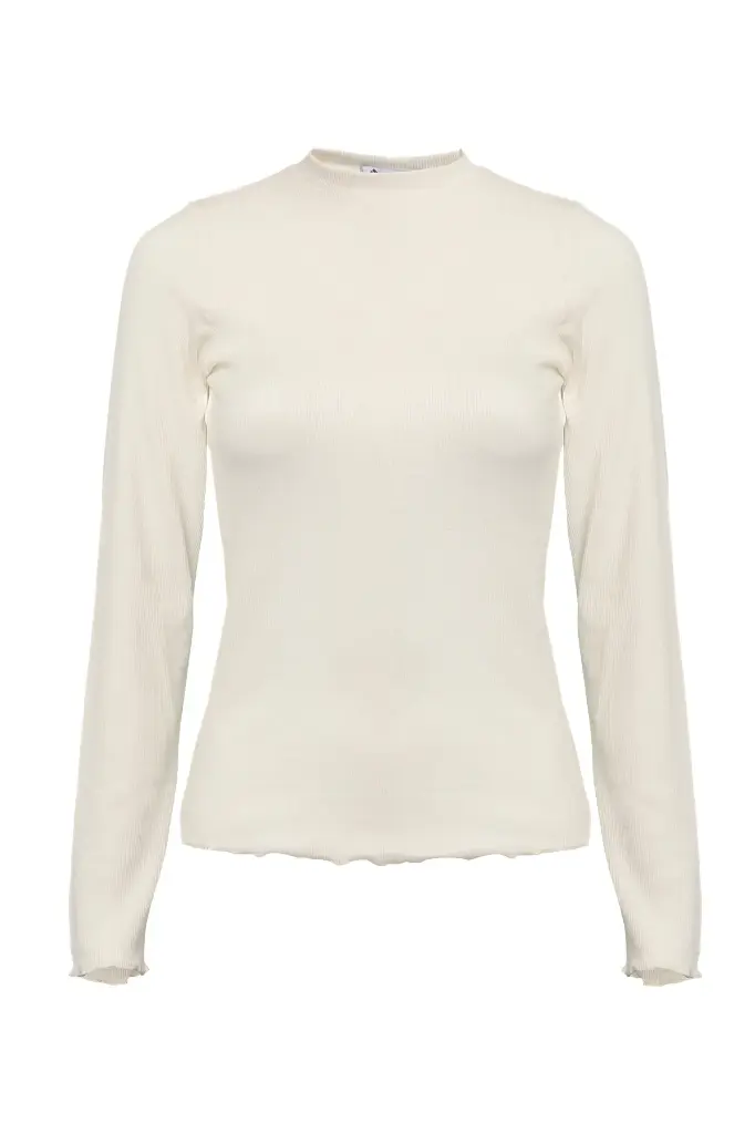 Ribbed Long Sleeve Top-OffWhite 