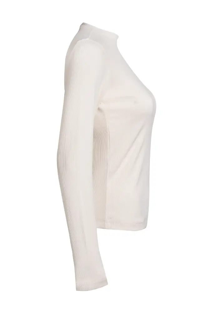 Regular Fit Ribbed Long Sleeve-OffWhite 