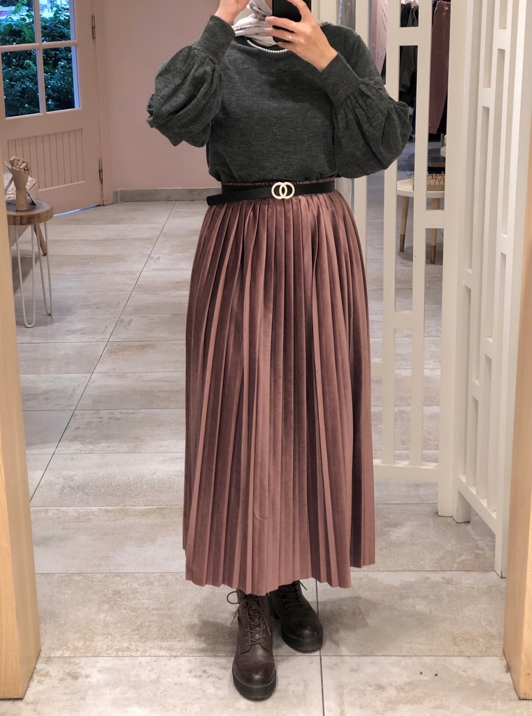 pleated velvet skirt- SF