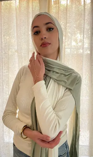 Off-White&Sage Green Dual Aura Scarf  