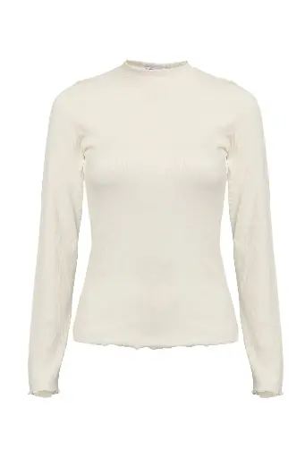 Ribbed Long Sleeve Top-OffWhite 
