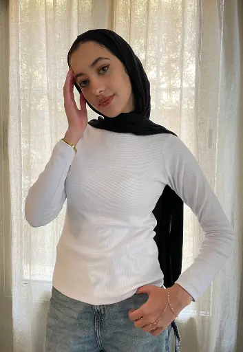 Regular Fit Ribbed Long Sleeve-White
